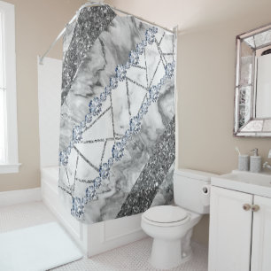 Grey Marble Stone Modern Abstract Shower Curtain