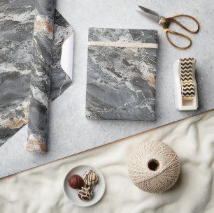 Grey Marble Stone Print Wrapping Paper Roll