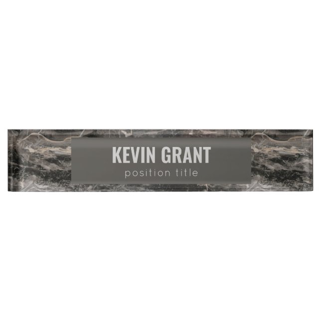 Grey Marble Stone Texture Nameplate (Front)