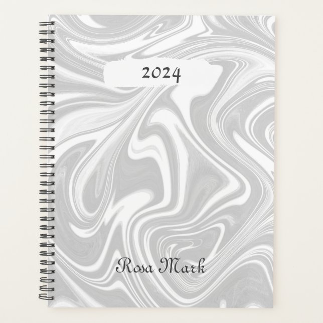Grey Marble Swirl Customised Planner (Front)