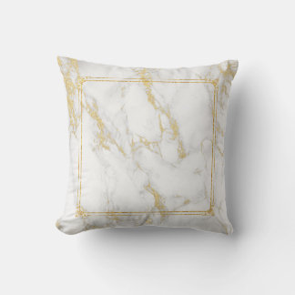 Grey Marble Texture & Gold Frame & Accents Cushion