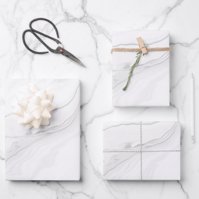 Grey Marble Texture Pattern Wrapping Paper Sheet (Front)