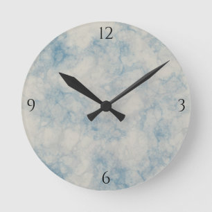 Grey Marble with Blue Round Clock