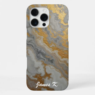 Grey Marble with Gold iPhone 16 Pro Max Case