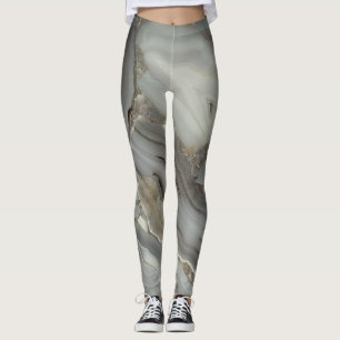 Grey Marble with Gold Vein Drawstring Bag Leggings