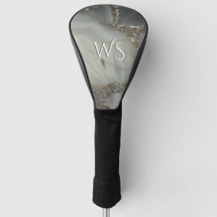 Grey Marble with Gold Vein Initial Golf Head Cover