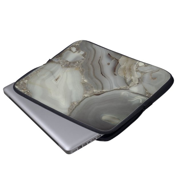 Grey Marble with Gold Vein Laptop Sleeve (Front Bottom)
