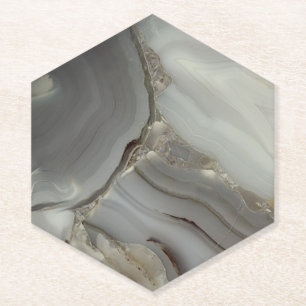 Grey Marble with Gold Vein Paper Coaster