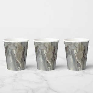 Grey Marble with Gold Vein Paper Cups