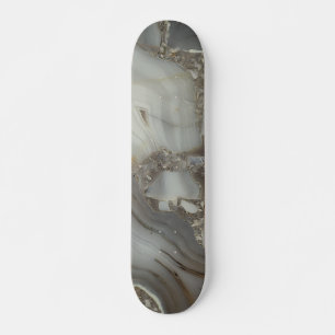 Grey Marble with Gold Vein Skateboard
