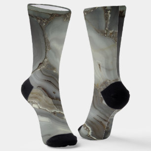 Grey Marble with Gold Vein Socks