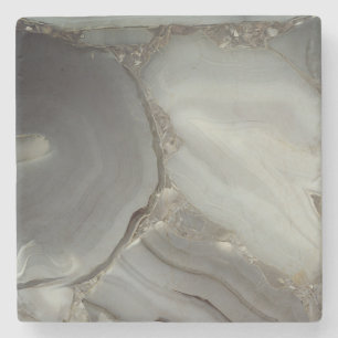 Grey Marble with Gold Vein Stone Coaster