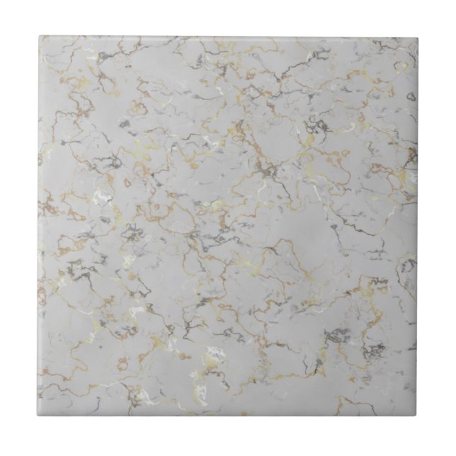 Grey marble with gold veins ceramic tile (Front)