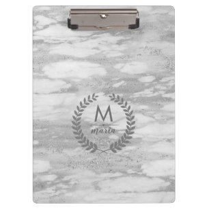 Grey Marble With Laura Wreath Frame Clipboard