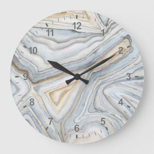 Grey Marbled Abstract Design Large Clock