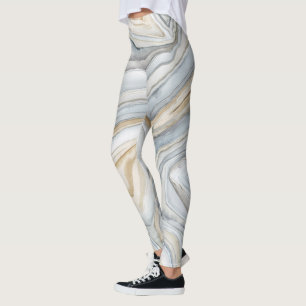 Grey Marbled Abstract Design Leggings