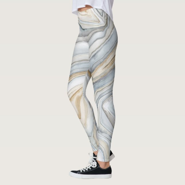Grey Marbled Abstract Design Leggings (Left)