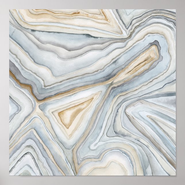 Grey Marbled Abstract Design Poster (Front)