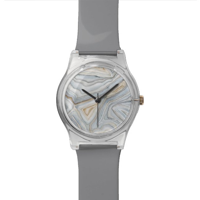 Grey Marbled Abstract Design Watch (Close Up)