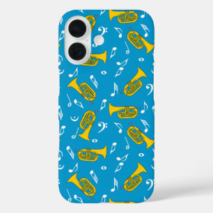 Grey Marching Baritone Music Notes Bass Cleft iPhone 16 Case