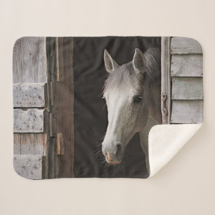 Grey Mare Horse Animals Sherpa Fleece Blanket