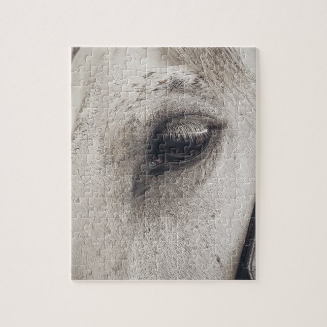 Grey Mare Horse, Up Close Eye Jigsaw Puzzle (Vertical)