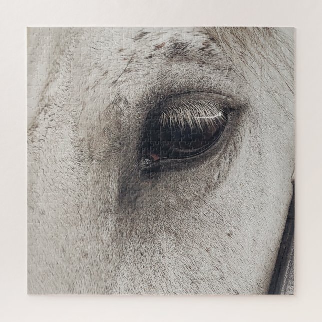Grey Mare Horse, Up Close Eye Jigsaw Puzzle (Vertical)