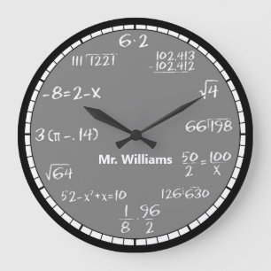 Grey Math Equations Custom Large Clock