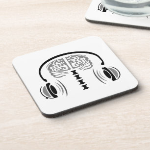 Grey Matter Brain Listening to Music Coaster