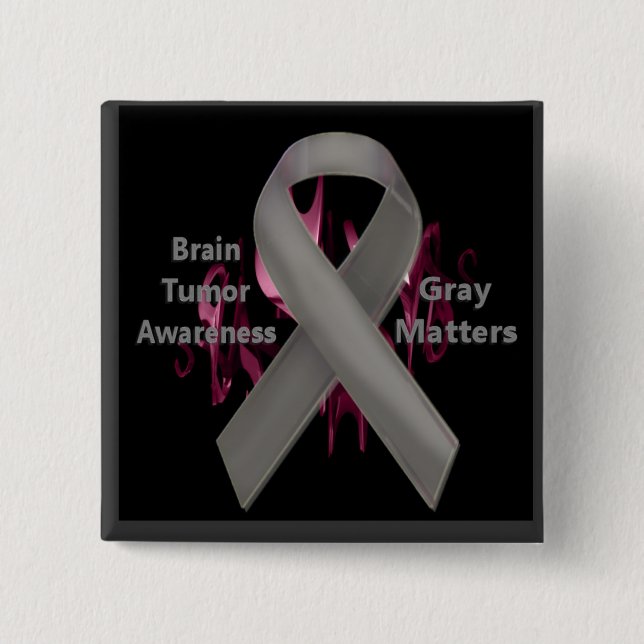 Grey Matters - Brain Tumour Awareness 15 Cm Square Badge (Front)