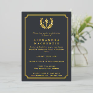 Grey MD Asclepius + Laurel Wreath Graduation