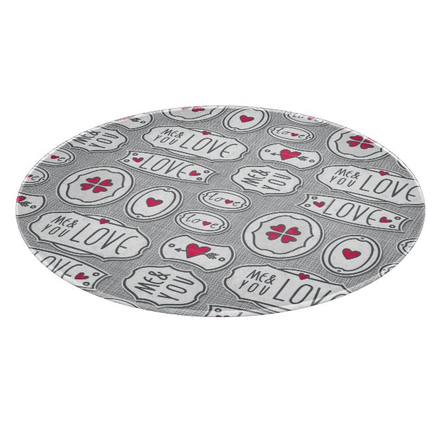 Grey me and you love Pattern Cutting Board (Corner)
