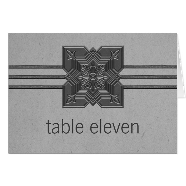 Grey Medallion Border Table Number Card (Front Horizontal)