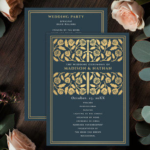 Grey Mediaeval Gold Sword Royal Wedding Program