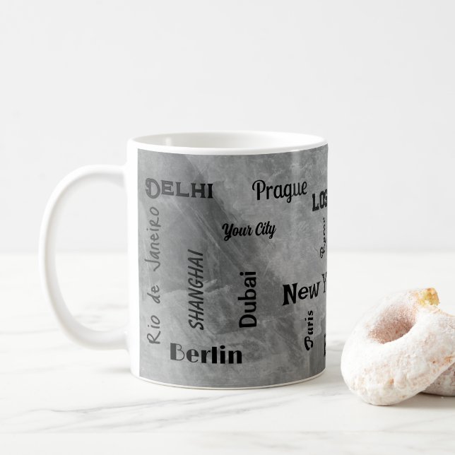 grey Mega city  Coffee Mug (With Donut)