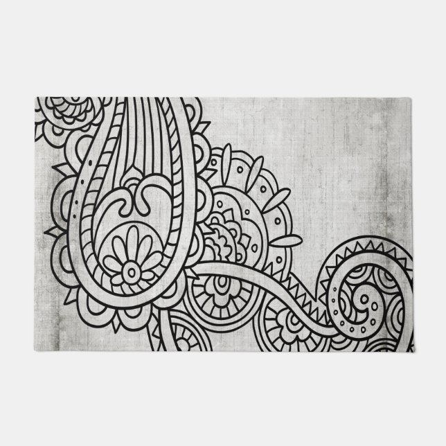 Grey Mehndi Motif Doormat (Front)