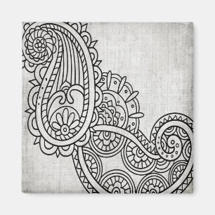 Grey Mehndi Motif Magnet