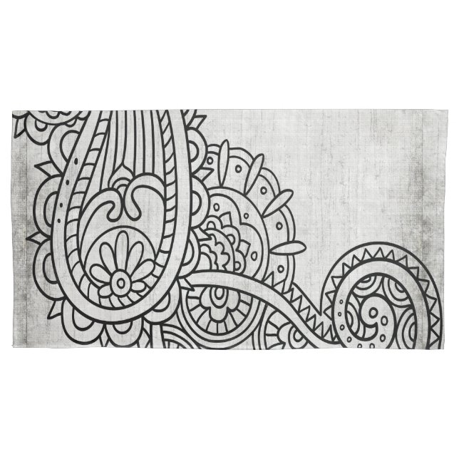 Grey Mehndi Motif Pillow Case (Front)