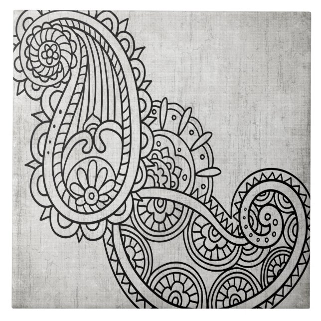Grey Mehndi Motif Tile (Front)
