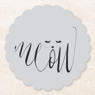 Grey Meow Cat Paper Coaster