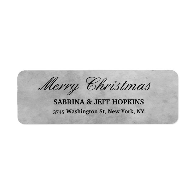Grey Merry Christmas Message Family Return Address Label (Front)