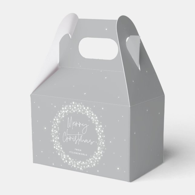 Grey Merry Christmas Sparkling Lights Favour Box (Front Side)