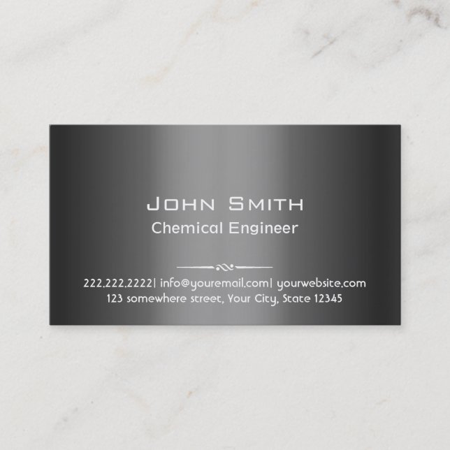 Grey Metal Chemical Engineer Business Card (Front)