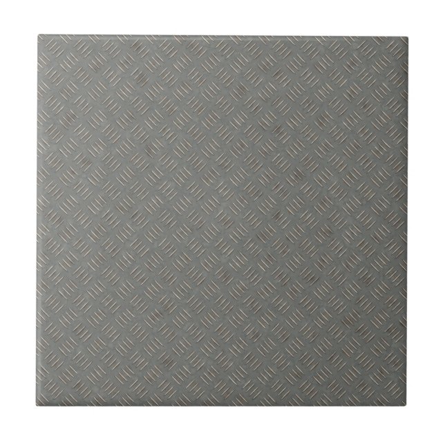 Grey Metal Diamond Plate Texture Background Tile (Front)