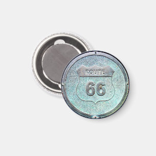 Grey Metal Route 66 Plaque Magnet