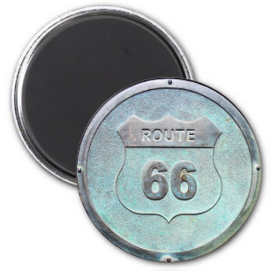 Grey Metal Route 66 Plaque Magnet