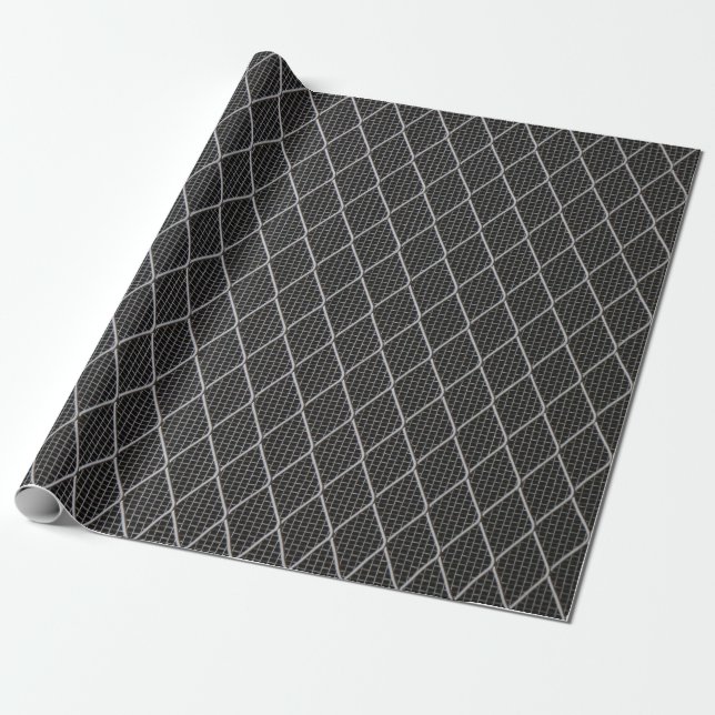 Grey metal wire fence wrapping paper (Unrolled)