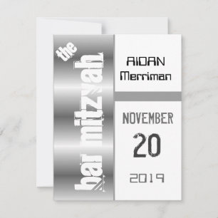 Grey Metallic Bar Mitzvah Invitation