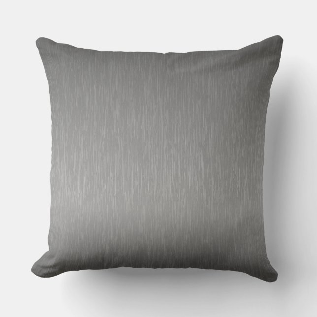 Grey Metallic Brushed Aluminium Look Cushion (Front)