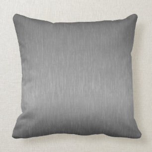 Grey Metallic Brushed Aluminium Look Cushion
